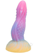 Vac U Lock Fantasy Fuckers Dragons Tongue Silicone Dildo with a unique scale texture in pink and purple.