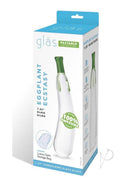 Glas Eggplant Ecstasy Glass Dildo 7.25 Inch Green packaging showcasing its design and features.