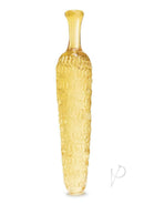 Glas Cornstar 8 Inch Glass Dildo Yellow with whimsical corn-on-the-cob design, textured kernels, and sunny yellow finish.
