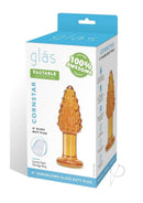 Glas Cornstar 4 Inch Glass Butt Plug Orange packaging featuring a playful corn design and luxury satin storage bag.