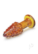 Glas Cornstar 4 Inch Glass Butt Plug Orange with textured kernels for anal play.