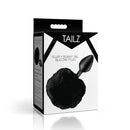 Tailz Fluffy Bunny Tail Silicone Plug Black packaging with fluffy black tail and silicone plug design.