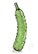 Glas Caressing Cucumber 8.25 Inch Glass Dildo Green with textured bumps for enhanced pleasure.