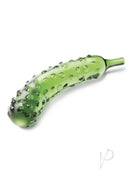Glas Caressing Cucumber 8.25 Inch Glass Dildo Green, featuring textured bumps for added sensation and a playful design.