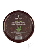 Hemp Seed 3-in-1 Massage Candle Tinsel Tease 6oz in a jar with natural body care branding.