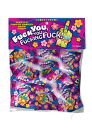 Candyprints Fuck You, You Fucking Fuck Candy 25 Pack Bag with colorful finger-shaped candies.