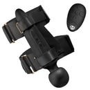 Master Series Thunderstick Thigh Strap Wand with Harness Black, featuring adjustable thigh harness and remote control.
