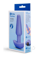 B-Vibe Shake Slimline Vibrating Silicone Anal Plug Blue product packaging showcasing its features.