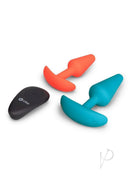 B-Vibe Butties Remote Control Anal Training Set Teal Orange with beginner plug and vibrating plug.