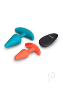 B-Vibe Butties Remote Control Anal Training Set Teal Orange with two plugs and remote control.