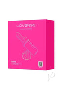 Lovense Spinel Massage Gun Thrusting Dildo packaging with bright pink design and product details