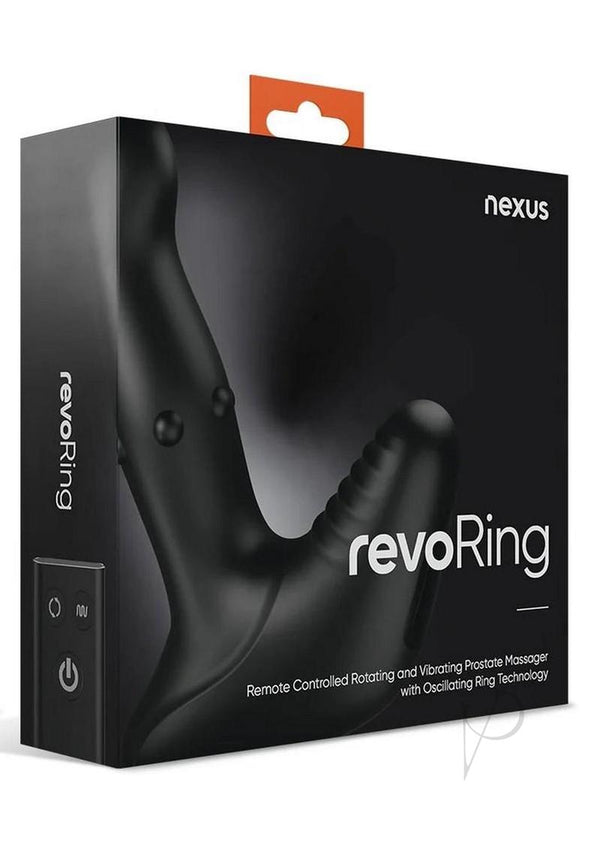 Nexus REVO Ring and Rotating Prostate Massager with Remote packaging design showcasing innovative features and remote control.