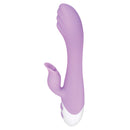 Evolved Pleasing Petal Pink Rabbit Vibrator in a soft lavender color with clitoral arm for dual stimulation.