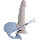 Zero Tolerance In A Nutshell Vibrating Ball Cup Blue, silicone massager for testicle and perineum stimulation.