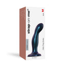 Strap-on-me Dildo Plug Snaky Metallic Blue Medium packaging showcasing its hybrid design and shape.
