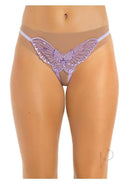 Leg Avenue Butterfly Crotchless Panty OS Lavender 12 Pack featuring a butterfly design with sequins and delicate pearls