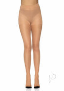 Leg Avenue Spandex Sheer Cuban Heel Backseam Tights OS Nude displayed on a model, showcasing a vintage elegant look.