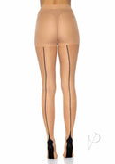 Leg Avenue Spandex Sheer Cuban Heel Backseam Tights OS Nude showcasing a vintage backseam design and Cuban heel.