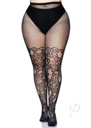 Leg Avenue Floral Vine Net Tights Queen Size Black showcasing intricate patterns and a sexy fit.