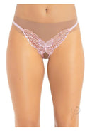 Leg Avenue Butterfly Crotchless Panties OS Pink 12 Pack displayed on model showcasing delicate butterfly design.