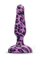 B-Vibe Novice Plug Silicone Anal Plug Purple Leopard, beginner-friendly vibrating anal plug with playful design.