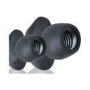 Oxballs Morphhole-2 Gaper Plug Large Black Ice positioned to showcase ergonomic design and hollow features.
