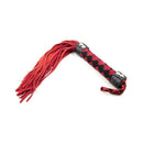 Ple'sur 15.5 Inch Leather Flogger Red with decorative suede leather and a comfortable grip.