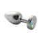 LED Light Up Metal Anal Plug Small with 3-color LED light display for playful pleasure.