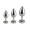 LED Light Up Metal Anal Plug Small in three sizes, shiny metal finish, perfect for pleasure and beginners.