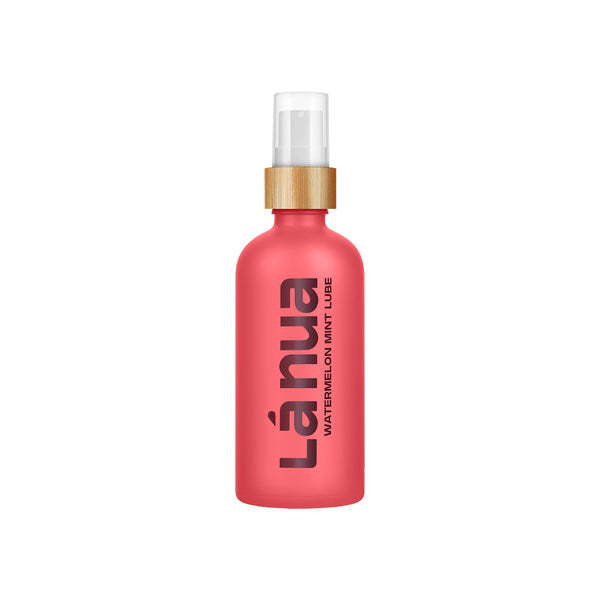 La Nua Watermelon Mint Water Based Lubricant 3.4 Oz bottle with a spray top