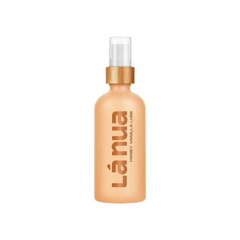 La Nua Honey Vanilla Water Based Lubricant 3.4 Oz bottle with minimalist design and spray top.