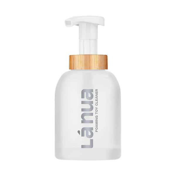 La Nua Foaming Toy Cleaner 8.45 Oz in a sleek bottle with a pump dispenser for easy use.