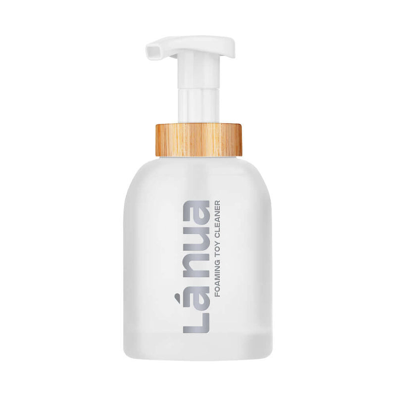 La Nua Foaming Toy Cleaner 8.45 Oz in a sleek bottle with a pump dispenser for easy use.
