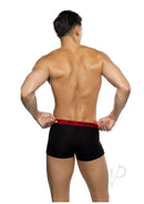 Playboy Mens Tuxedo Modal Boxer Briefs Large Black showcasing modern design and comfort from the back.
