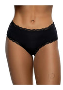 Playboy Ultra Soft Panty Small Medium Black featuring a comfortable fit and lace details for an elegant touch.