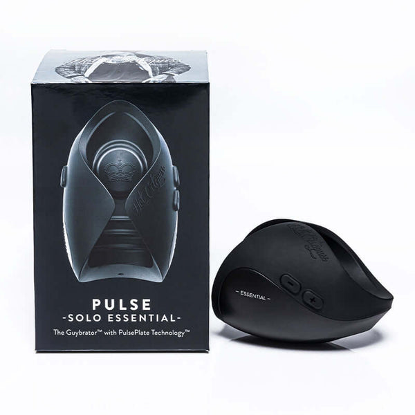 Hot Octopuss Pulse Solo Essential Vibrating Stroker Black packaging and device showcasing a modern design.