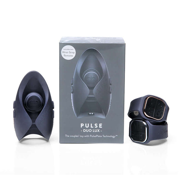Hot Octopuss Pulse Duo Lux Remote Controlled Stroker 2 Pack with wrist-strap remotes for couples' pleasure.