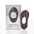 Hot Octopuss Atom Plus Rechargeable Vibrating Cock Ring Black in a sleek box, showcasing next-gen design and pleasure features.
