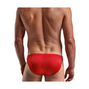 Male Power Trouser Snake Bikini Red One Size on a model from the back showcasing the playful design and fit.