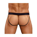 Male Power Satin Spandex Jock Strap Royal S/M showing back view with comfortable fit and supportive design.