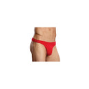 Male Power Super Sock Pouch Underwear One Size Red displayed on a model showcasing its bold, skimpy design.