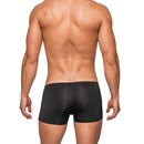 Male Power Seamless Sleek Sheer Pouch Short Black Medium worn by a man showing the back view.