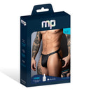 Male Power Oh Snap Snap Off Jock Strap Black L/XL packaging showcasing the snap off pouch design.