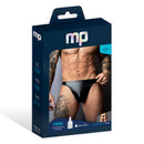 Male Power Liquid Onyx 2.0 Bong Thong Black S M packaging display with model and tattoos.