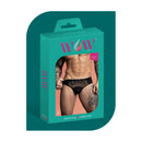 Male Power Wow Sassy Lace Bikini Black Small packaging showcasing men's sexy underwear with bold design.