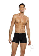 Playboy Mens Boxer Briefs Large Black worn by a model, showcasing modern aesthetic and comfort.