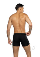 Playboy Mens Boxer Briefs Large Black on a model from the back showcasing a sleek and modern design.