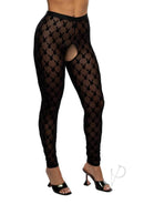 Playboy Burnout Bunny Footless Tights Black featuring an all-over bunny logo print and a stylish open design.