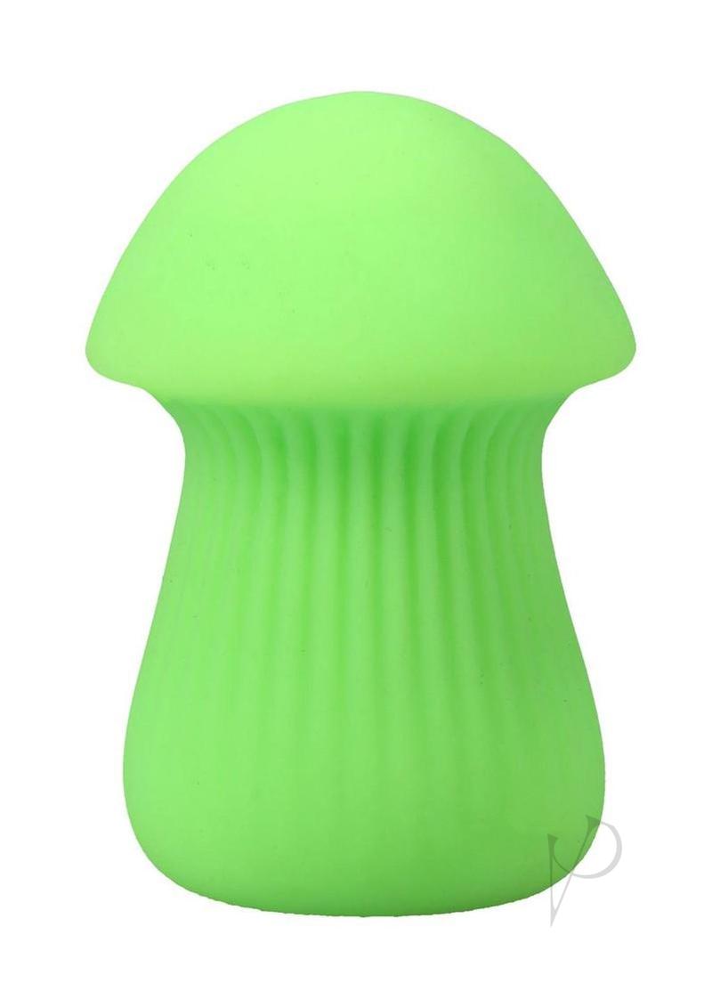 Mochi Ultraskyn Mini Stroker Green, discreet king mushroom-shaped stroker for solo play.