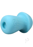 Mochi Ultraskyn Mini Stroker Blue, a compact blue pleasure device with textured interior for intense satisfaction.